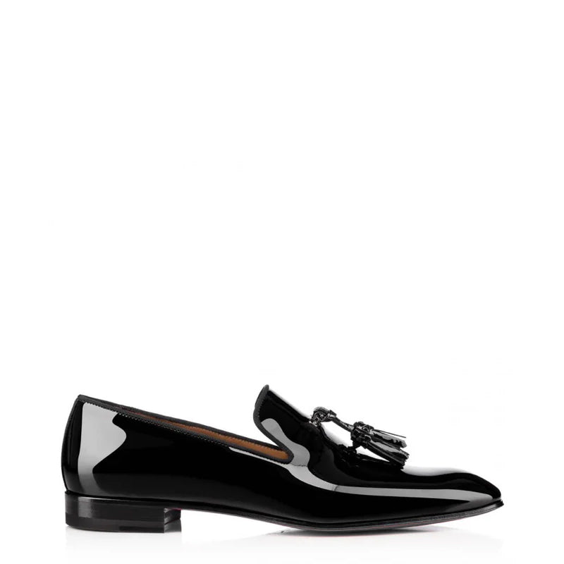 Patent Leather Round Toe Loafers in Tassel Detailing