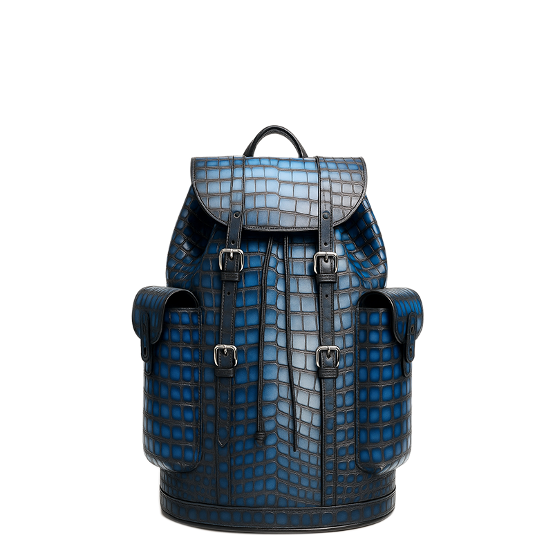 Luxury Burgundy Croco Leather Backpack