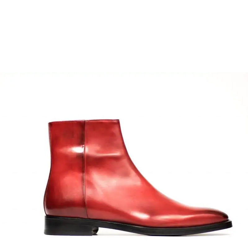 Classic Midnight Shiny Leather Side Zipper Tan Boot