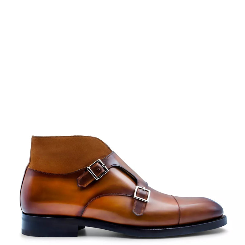 Patina Handmade Leather Double Monk Ankle Boot