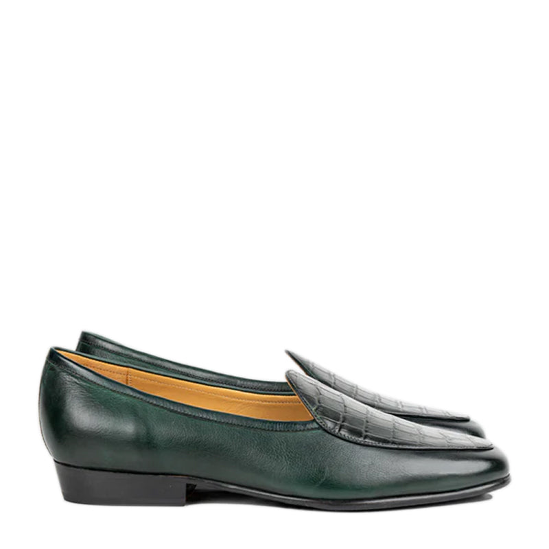 Croco Solid Leather Formal Brown Loafer