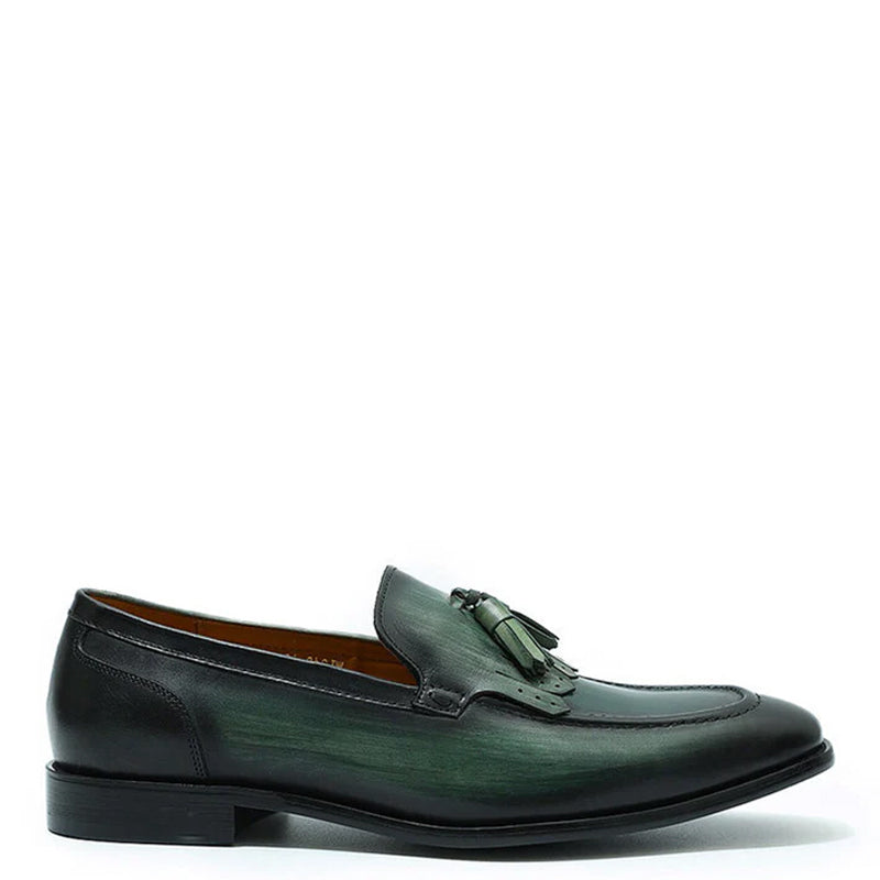 Leather Slip On Tassel Black Loafer For Men