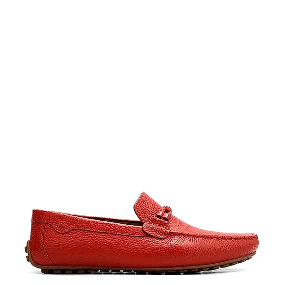 Men Textured Leather Driving Green Loafer