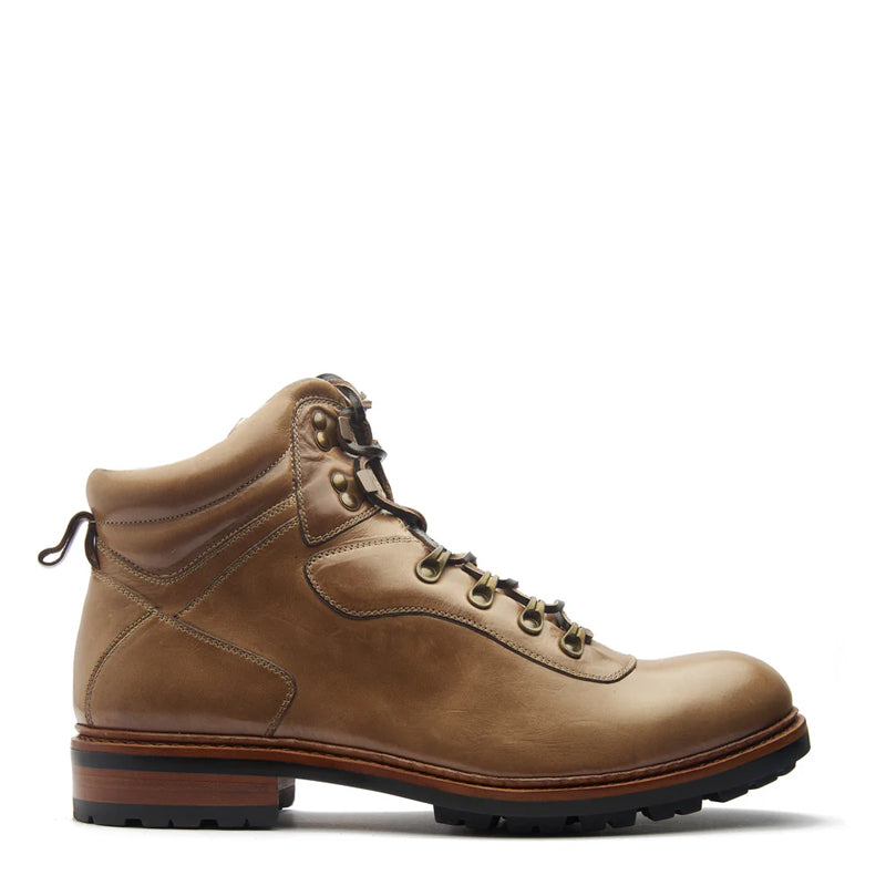 Leather Lace-Up Mid Top Ankle Brown Boot For Men