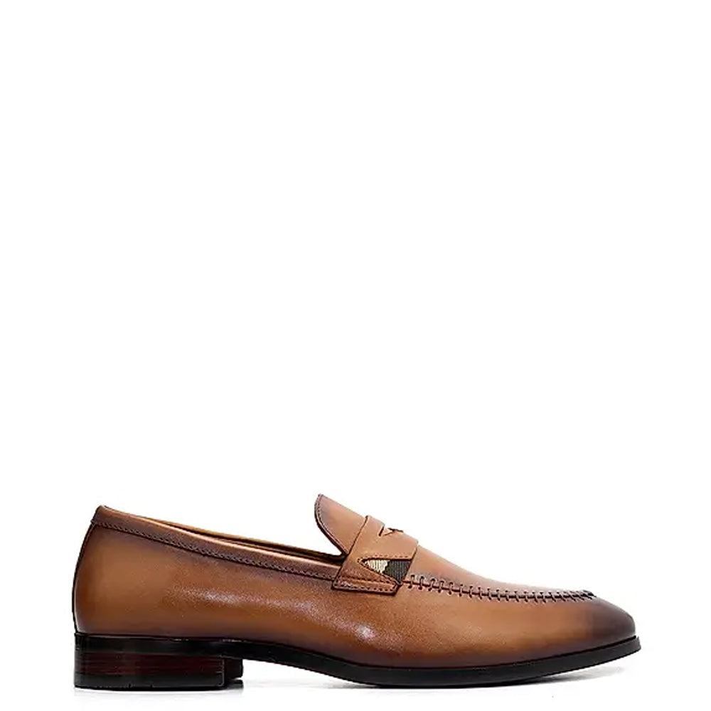 Men Round Toe Slip-On Leather Formal Black Loafer