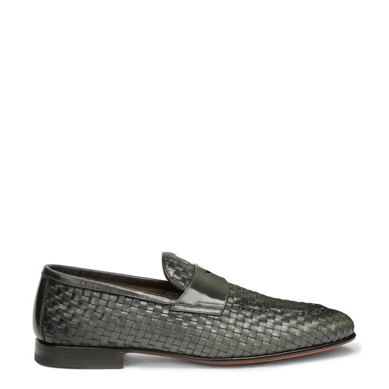 Penny Woven Shiny Leather Brown Loafer