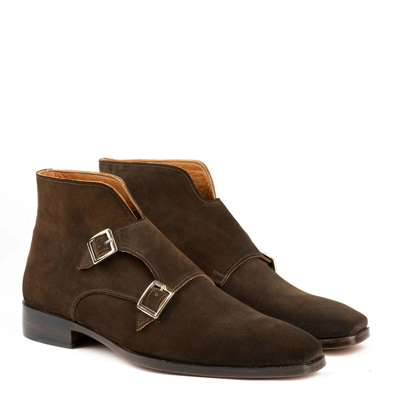 Classic Suede Leather Double Monkstraps Ankle Boot