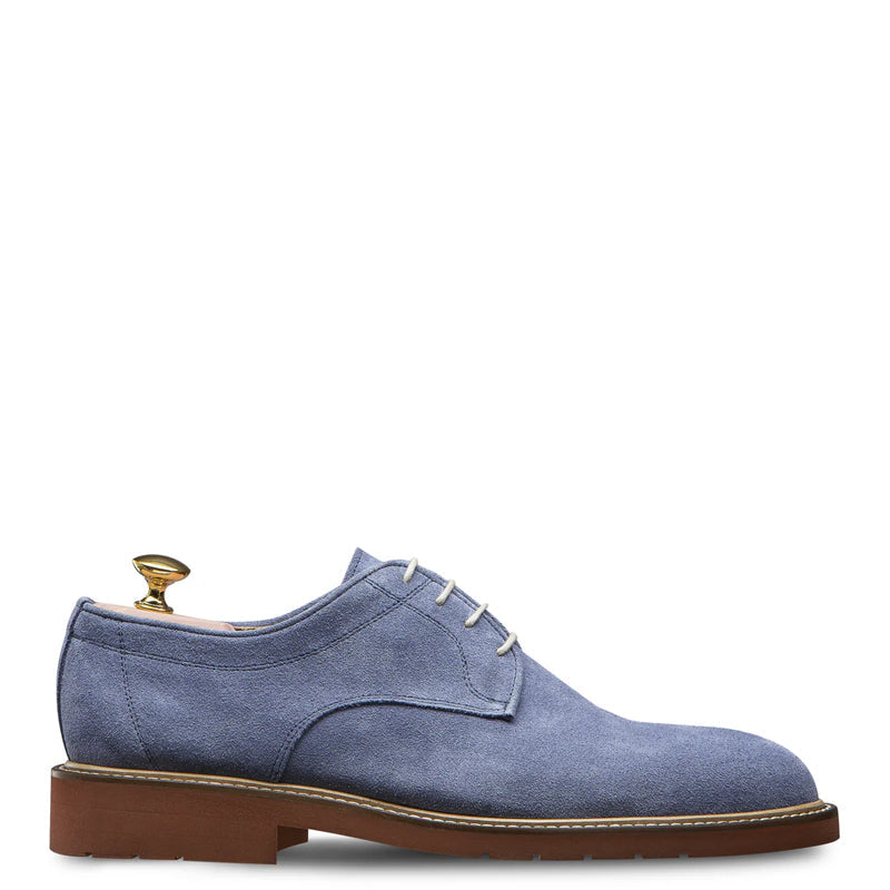 Men Suede Casual Leather Derby Shoe Light Blue