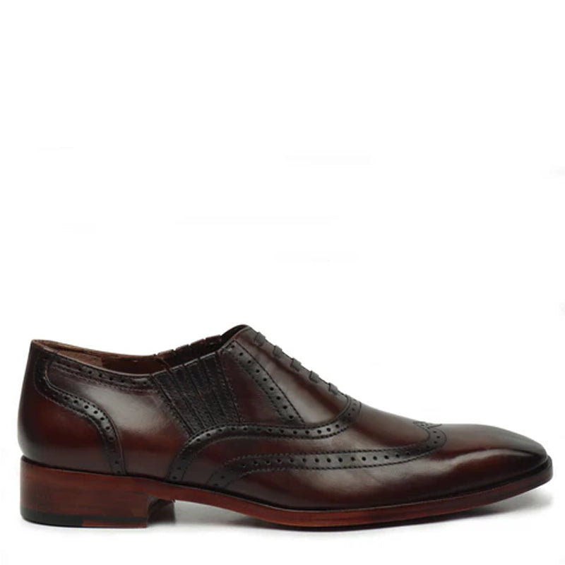 Leather Square Toe Lace-Up Oxford Dark Brown Shoe