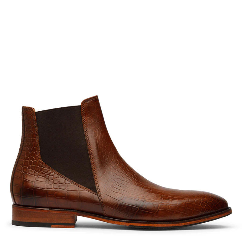 Mid-Top Croco Leather Chelsea Boots For Men