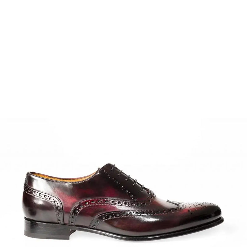 Wingtip Shiny Leather Oxford Tan Brown Shoe