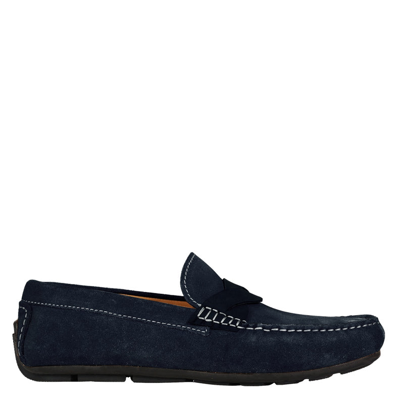 Penny Suede Cross Strap Leather Brown Loafer
