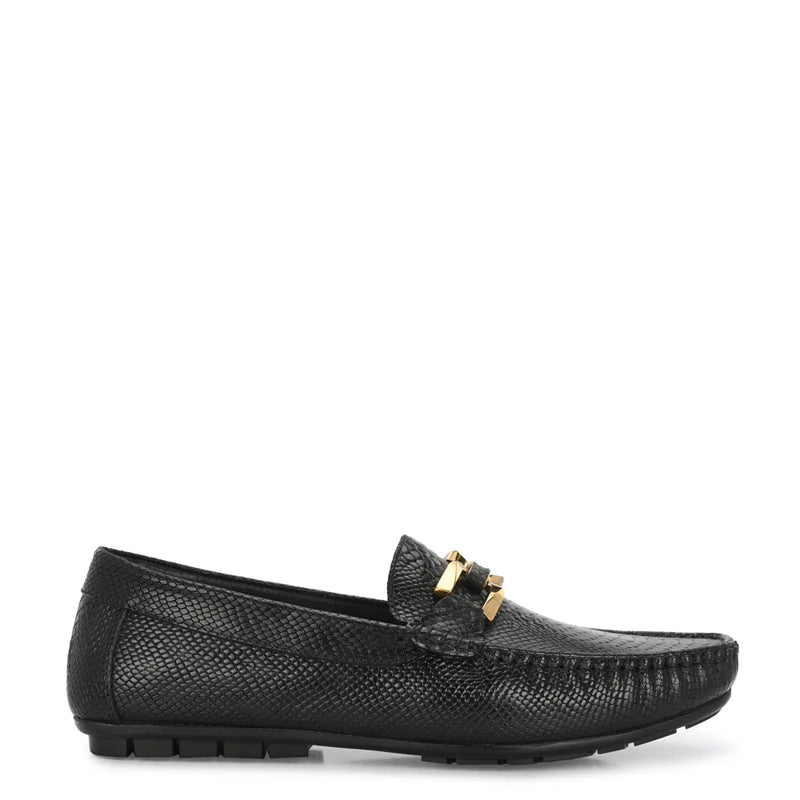Premium Leather Brown Loafer With Gold Buckled