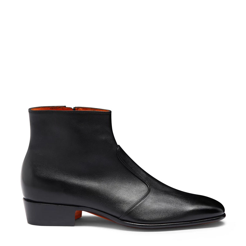 Premium Polished Leather Side Zipper Boot