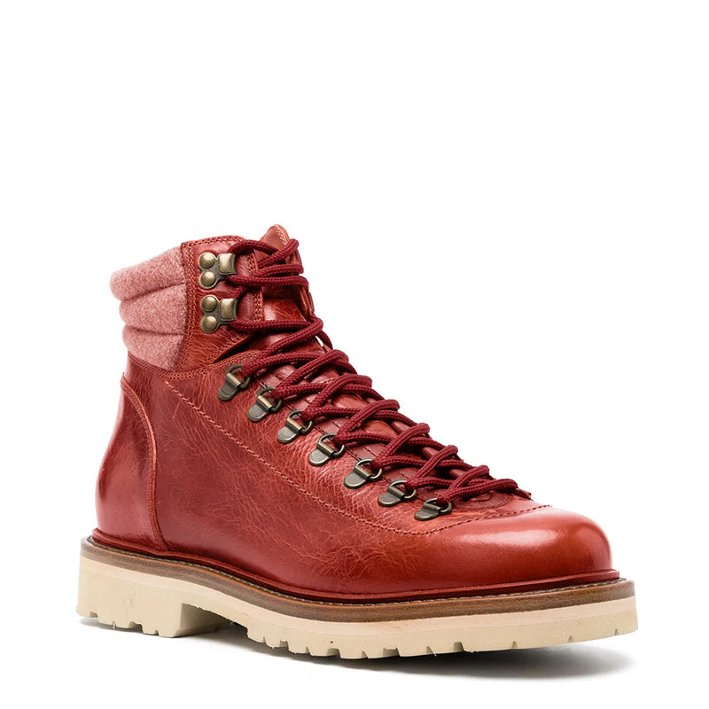 Wine Padded Ankle Lace Up boots