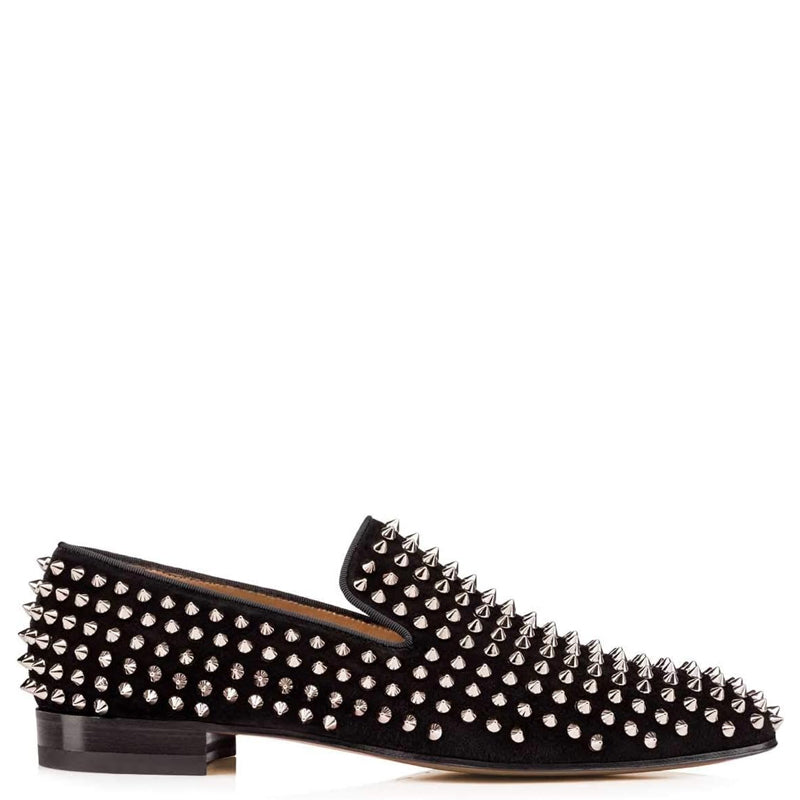 Men Suede Studded Slip On Loafers