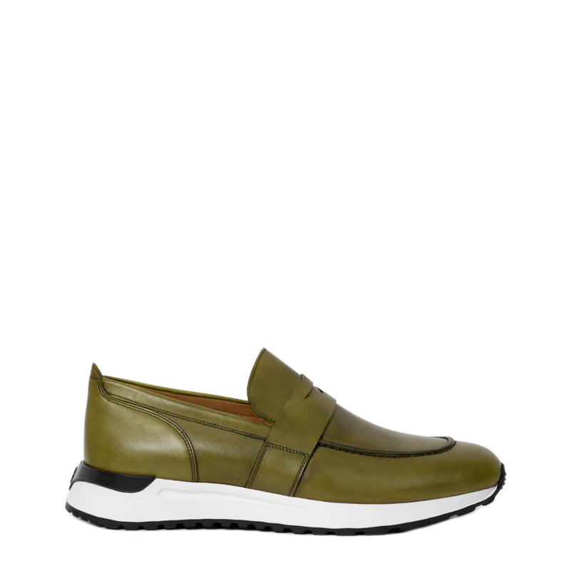 Green Leather Men's Sneakers