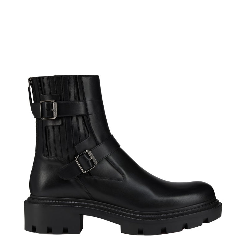 Luxury Polished Leather Boot with Dual Buckle Straps