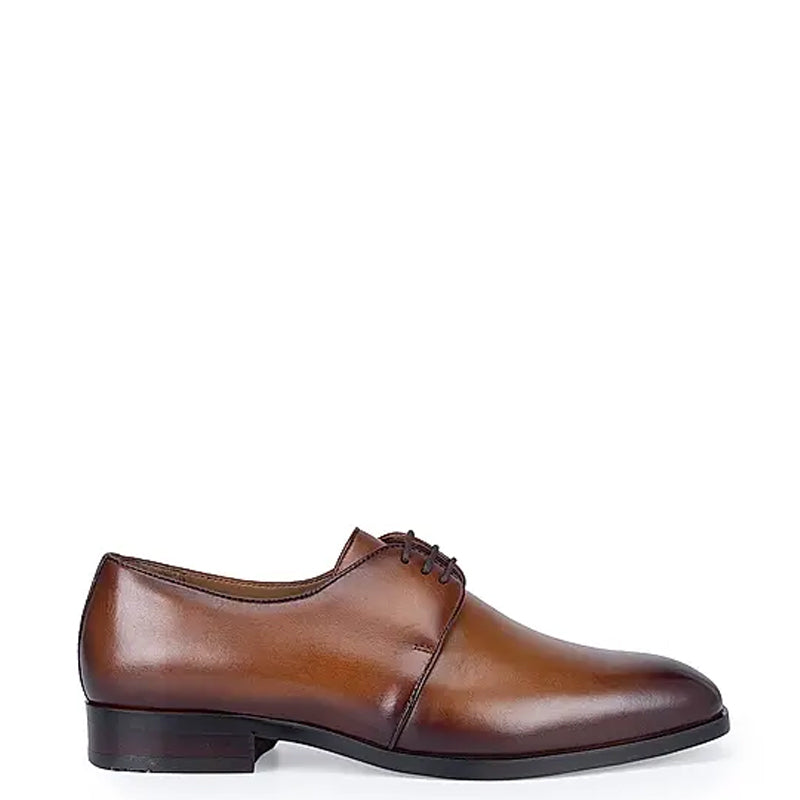 Plain Solid Leather Lace-Up Formal Derby Shoe
