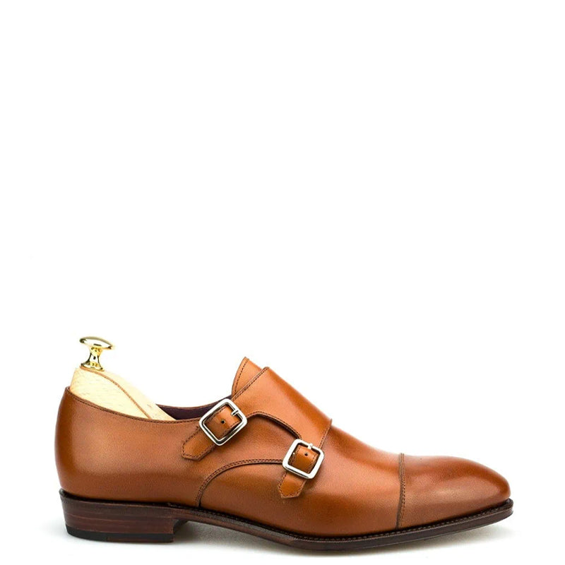 Premium Captoe Leather Double MonkStrap Shoe Burgundy