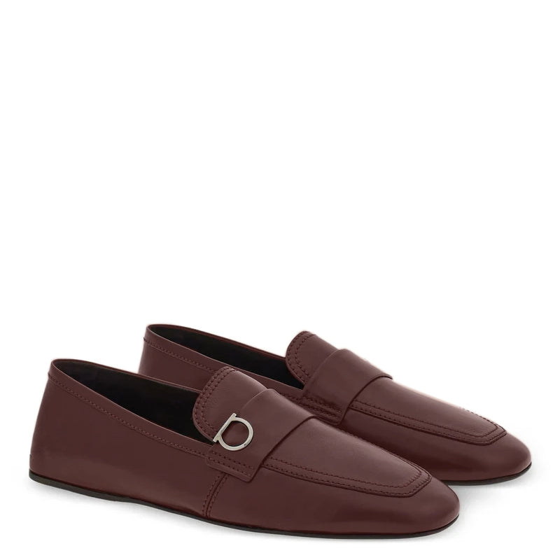 Plaque Leather Loafers