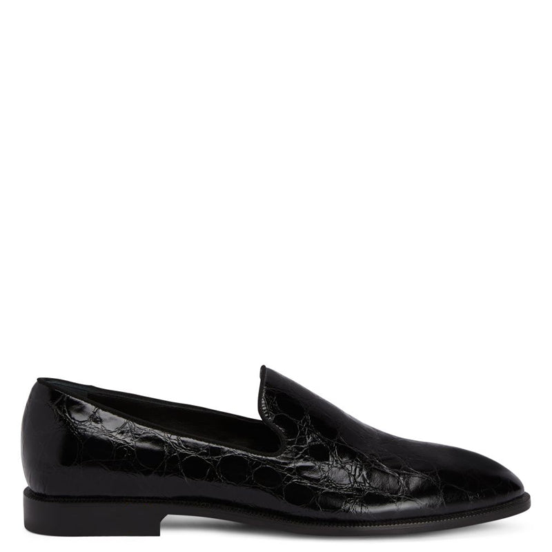 Pure Solid Leather Croco Textured Brown Loafer