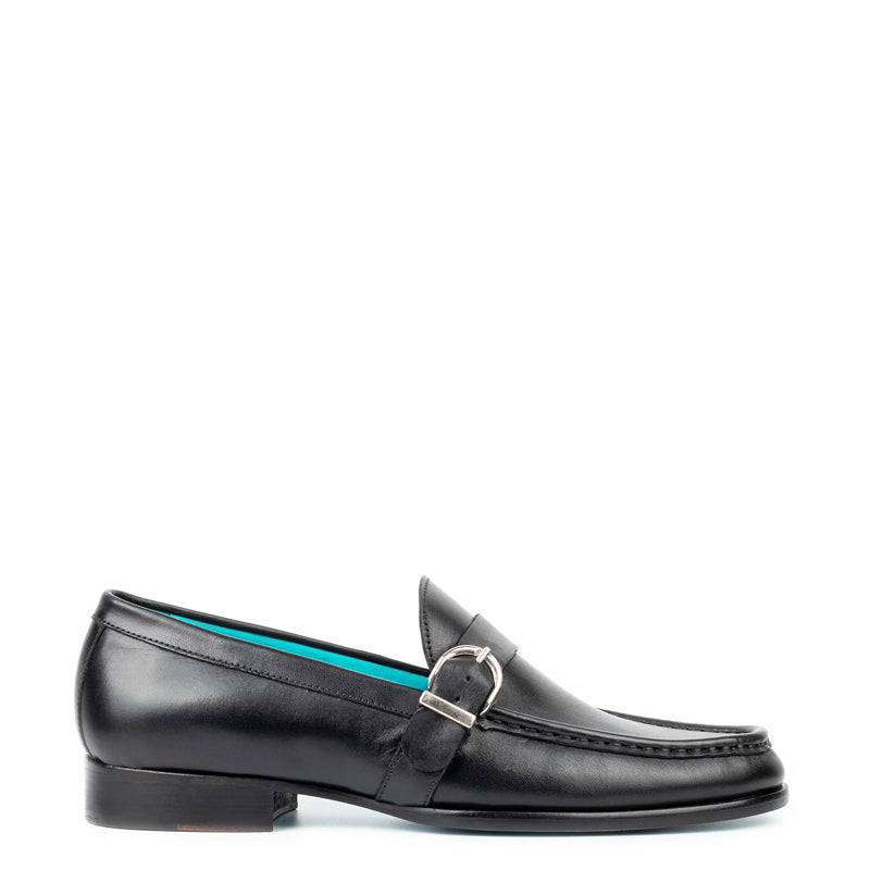 Polished Leather Single MonkStraps Black Loafer