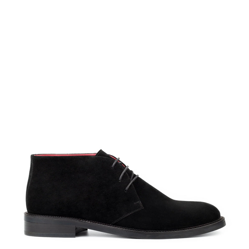 Men Mid Top Solid Suede Leather Chukkas Boot Black