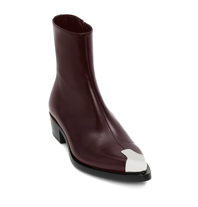 Punk Leather Boots Silver Toe