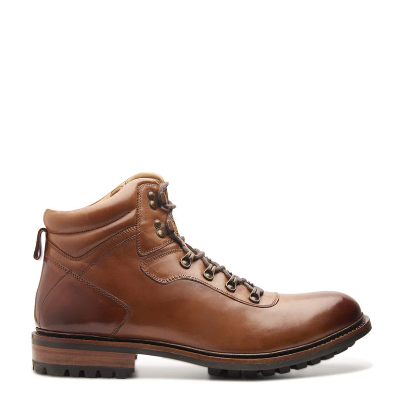 Leather Lace-Up Mid Top Ankle Brown Boot For Men