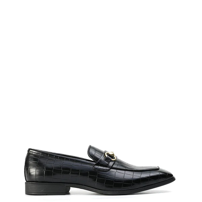 Men Horsebit Croc Effect Slip On Shoes