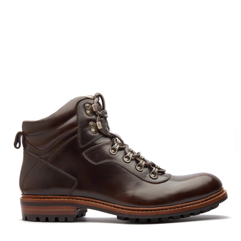 Leather Lace-Up Mid Top Ankle Cognac Boot For Men