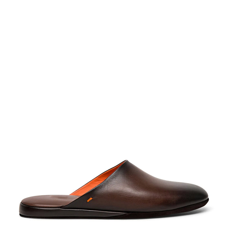 Men Striped Slip On Leather Slippers