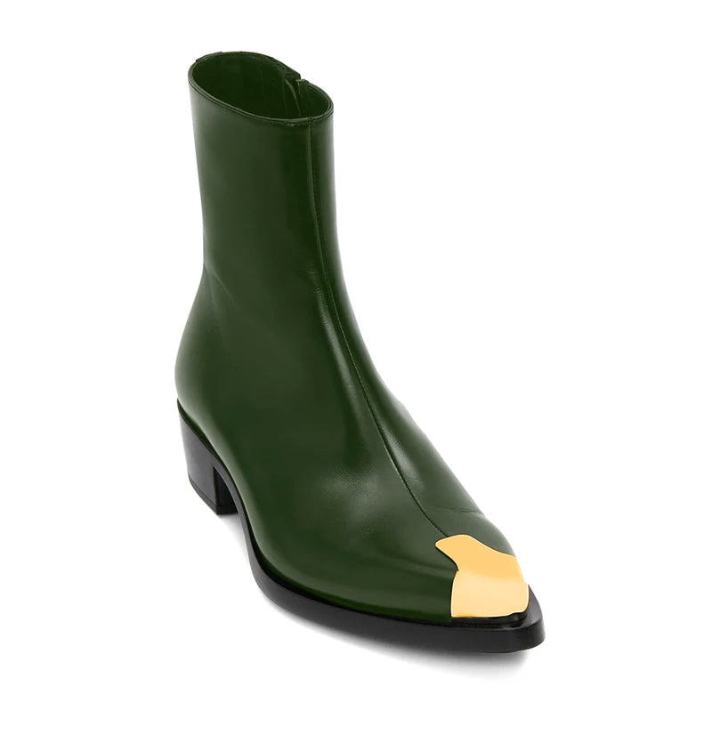 Punk Leather Boots Golden Toe