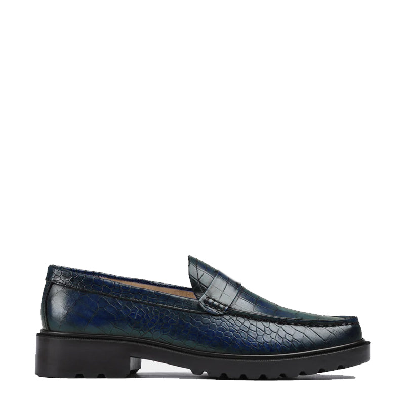 Men s Round Toe Croc Loafers Black