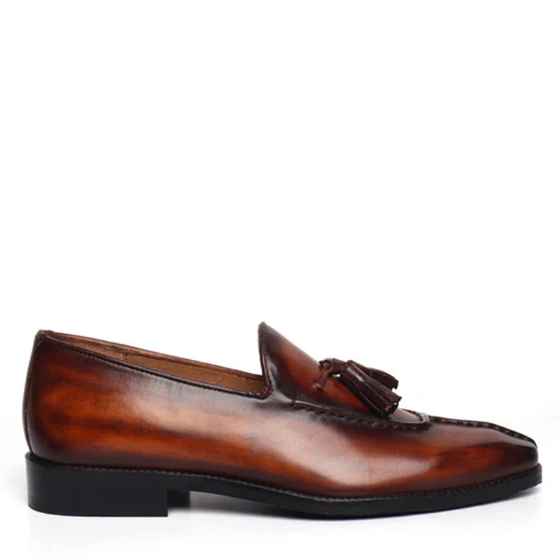 Handmade Leather Slip-On Formal Red Tassel Loafer