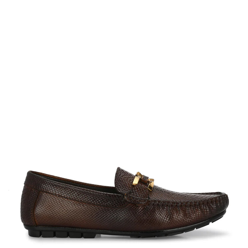 Premium Leather Buckled Black Loafer For Men