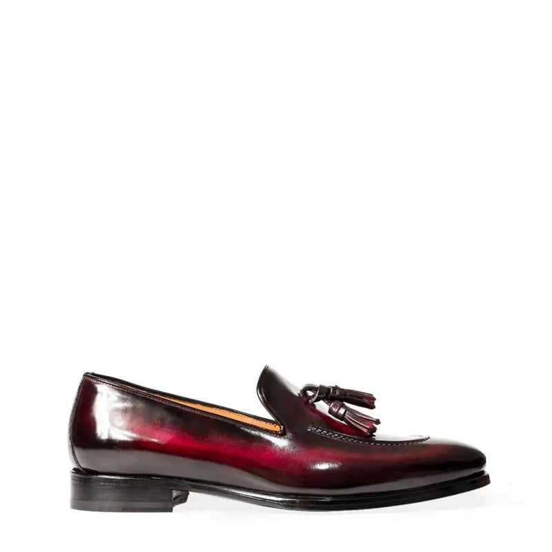 Shiny Leather Pure Tassel Blue Loafer