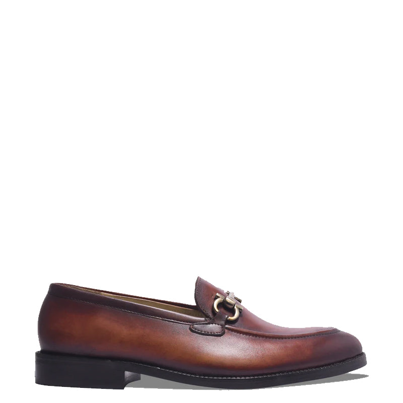 Classic Handmade Horse Bit Buckled Leather Loafers