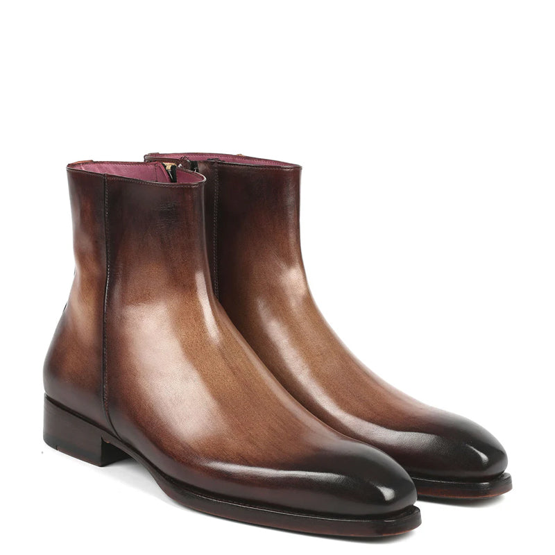 Pure Solid Leather Handmade Side Zipper Boots