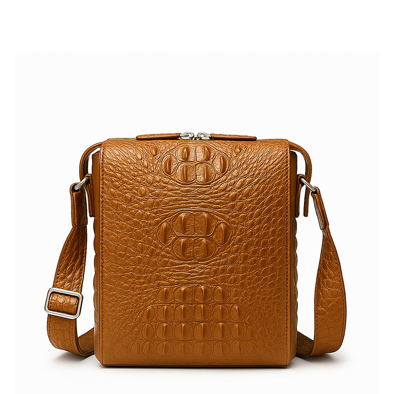 Men's Italian Crocodile Leather Blue Side Bag