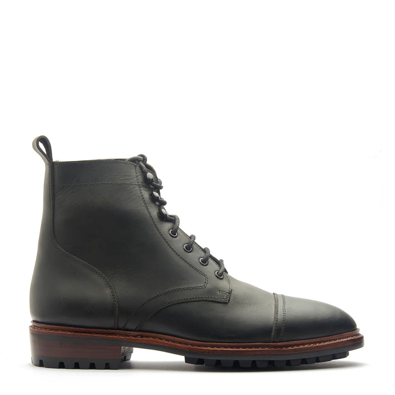 Premium Leather Lace-Up Cap-Toe Derby Boot