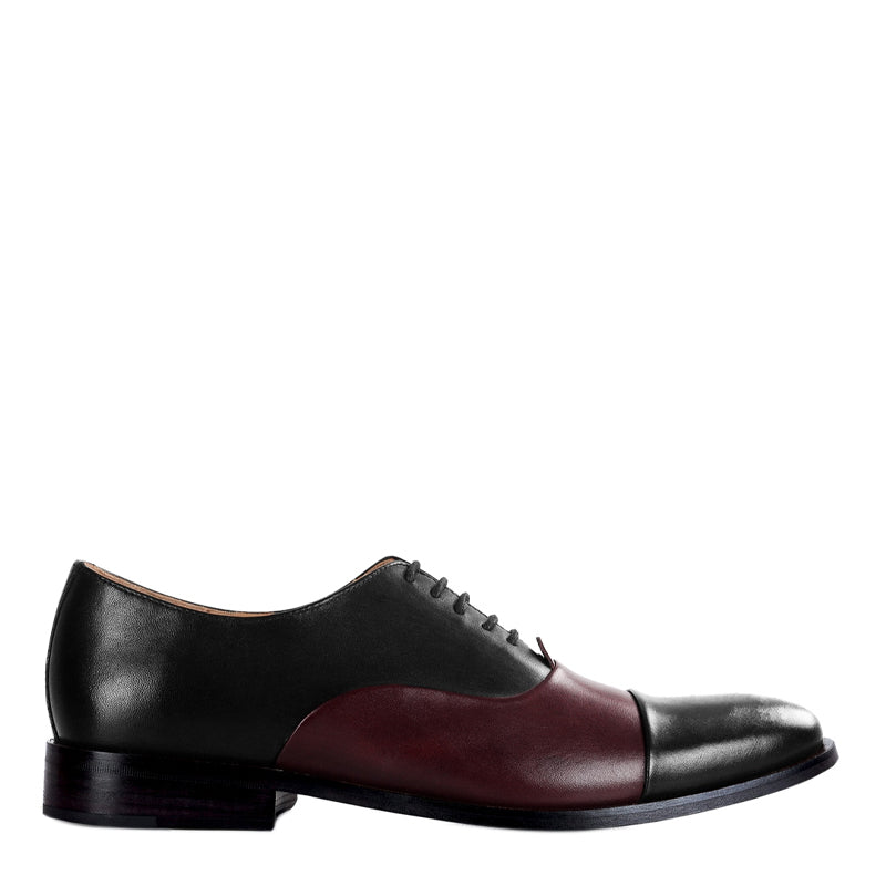 Premium Toe-Cap Leather Oxford Shoe Burgundy For Men