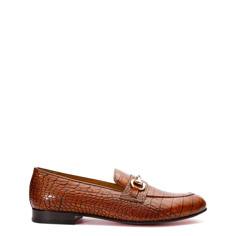 Black Leather Bit Loafer Men Shoes
