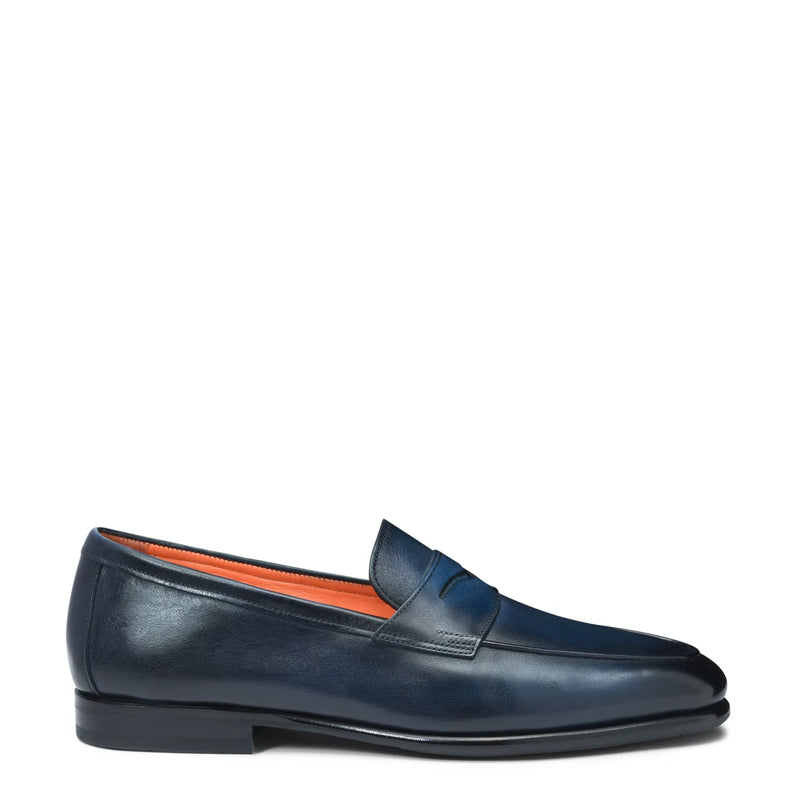Penny Solid Leather Carlo Black Loafer