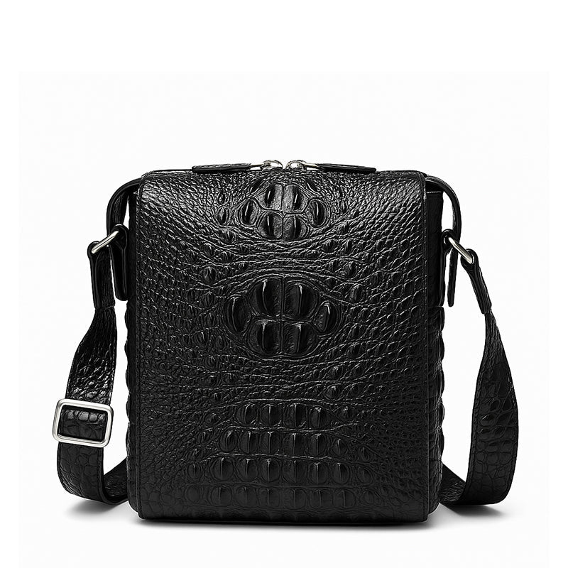 Men's Italian Crocodile Leather Brown Side Bag