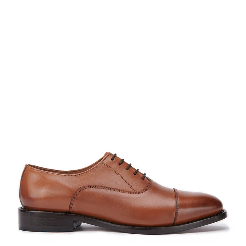 Plain Shiny Leather Cap Toe Oxford Shoes