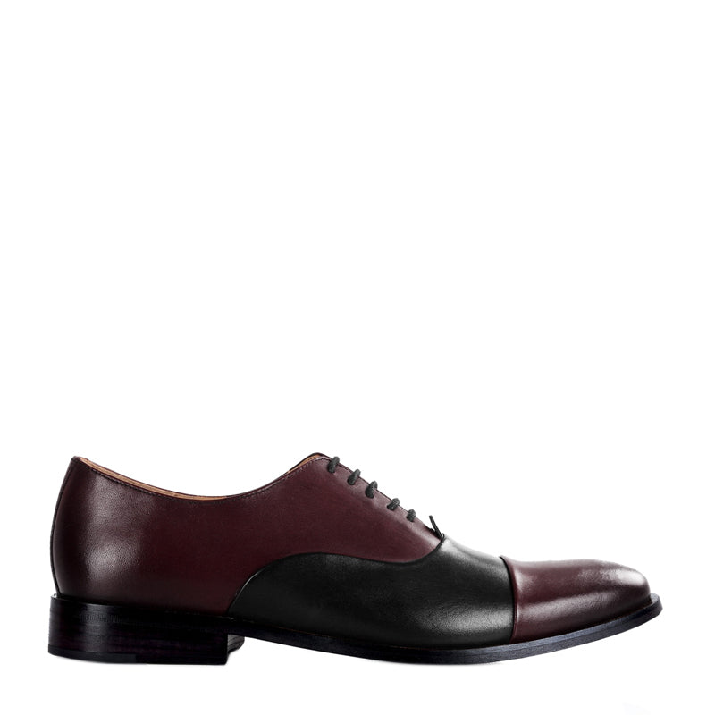 Premium Toe-Cap Leather Oxford Shoe Burgundy For Men