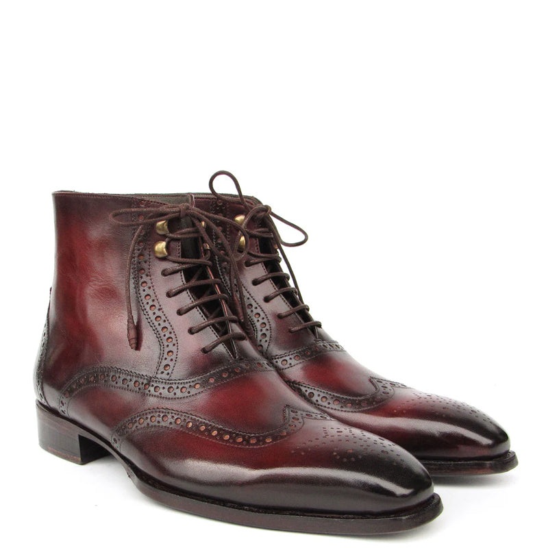 Premium Leather Lace Up Wingtip High Ankle Boots