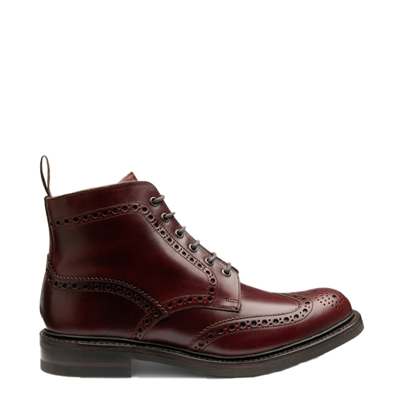 Leather Lace-Up Wingtip High Ankle Black Boot